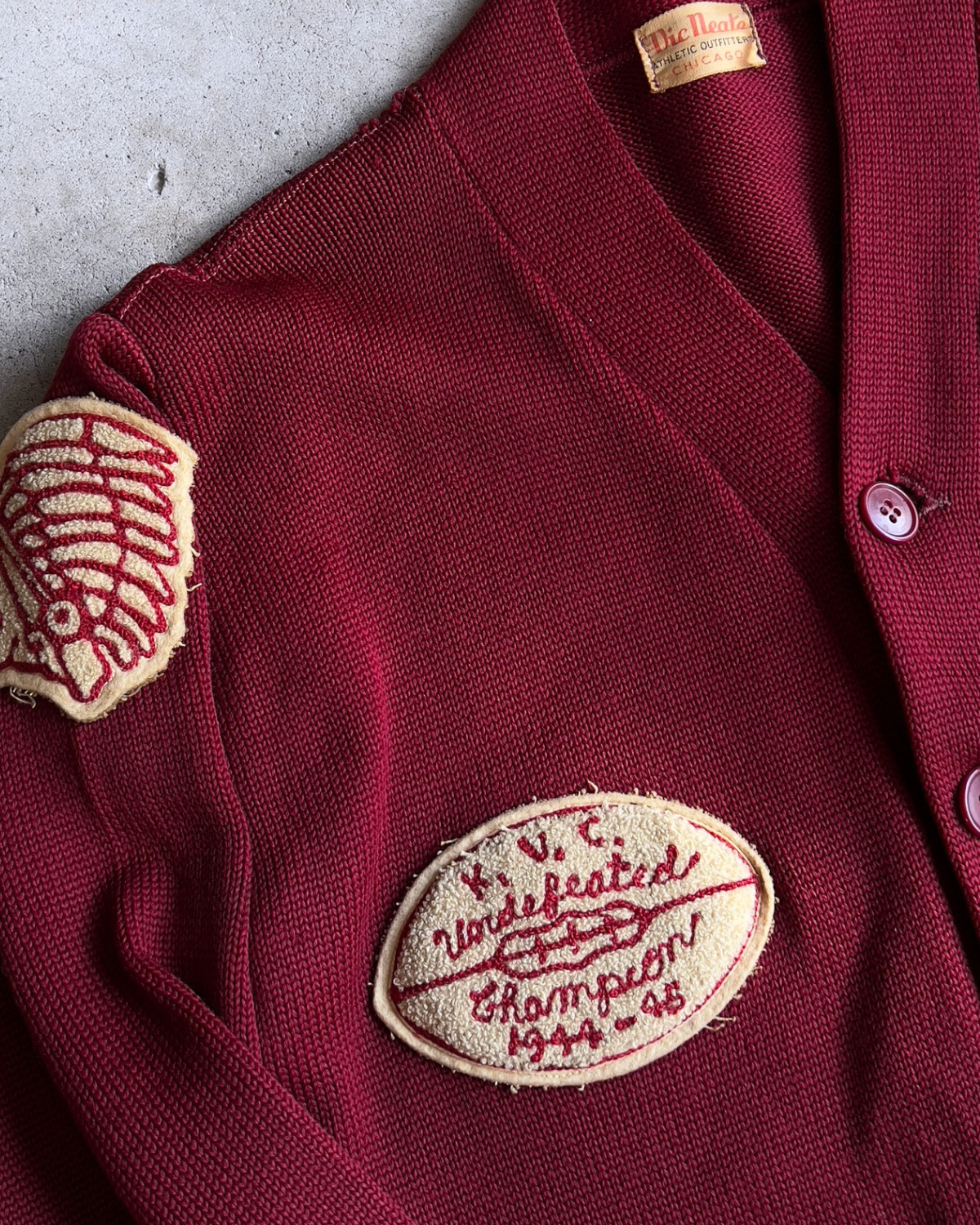 1940s K.V.C. Football Champions Letterman Cardigan  - Shop ThreadCount Vintage Co.