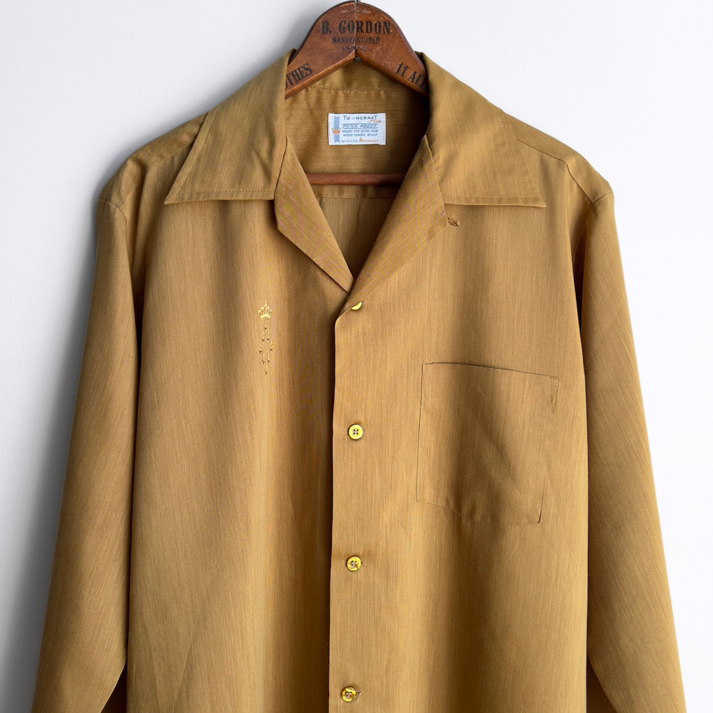 Vintage 1960s Towncraft Golden Loop Collar Button Up Shirt - Shop ThreadCount Vintage Co.