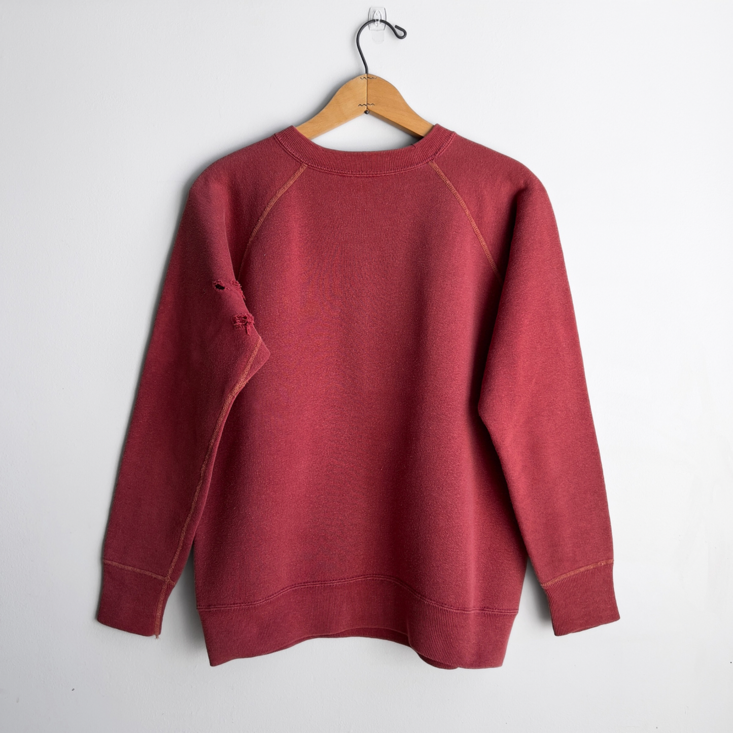 1960s Indiana University Faded Red Cotton Raglan Sweatshirt - Shop ThreadCount Vintage Co.