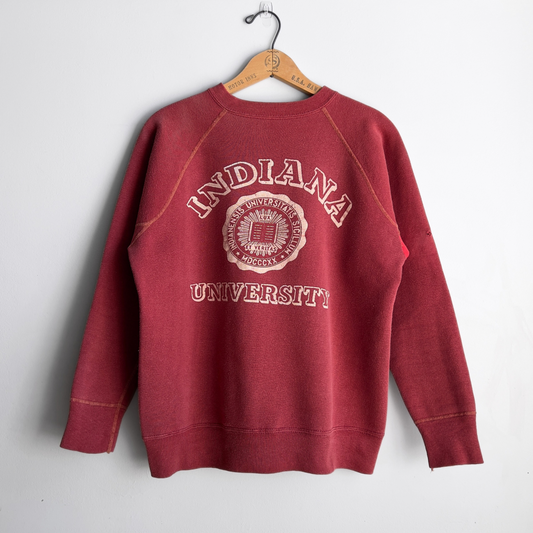 1960s Indiana University Faded Red Cotton Raglan Sweatshirt  - Shop ThreadCount Vintage Co.