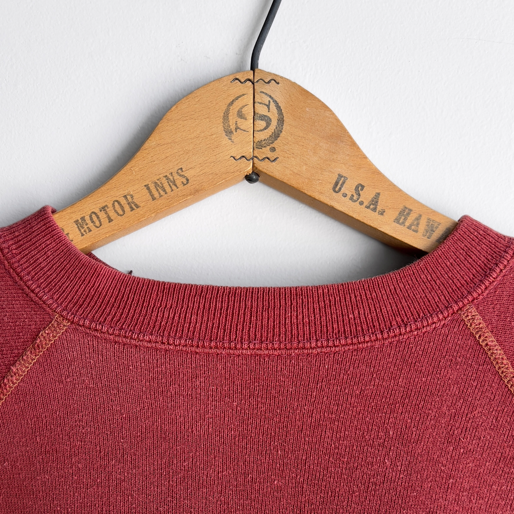 1960s Indiana University Faded Red Cotton Raglan Sweatshirt  - Shop ThreadCount Vintage Co.