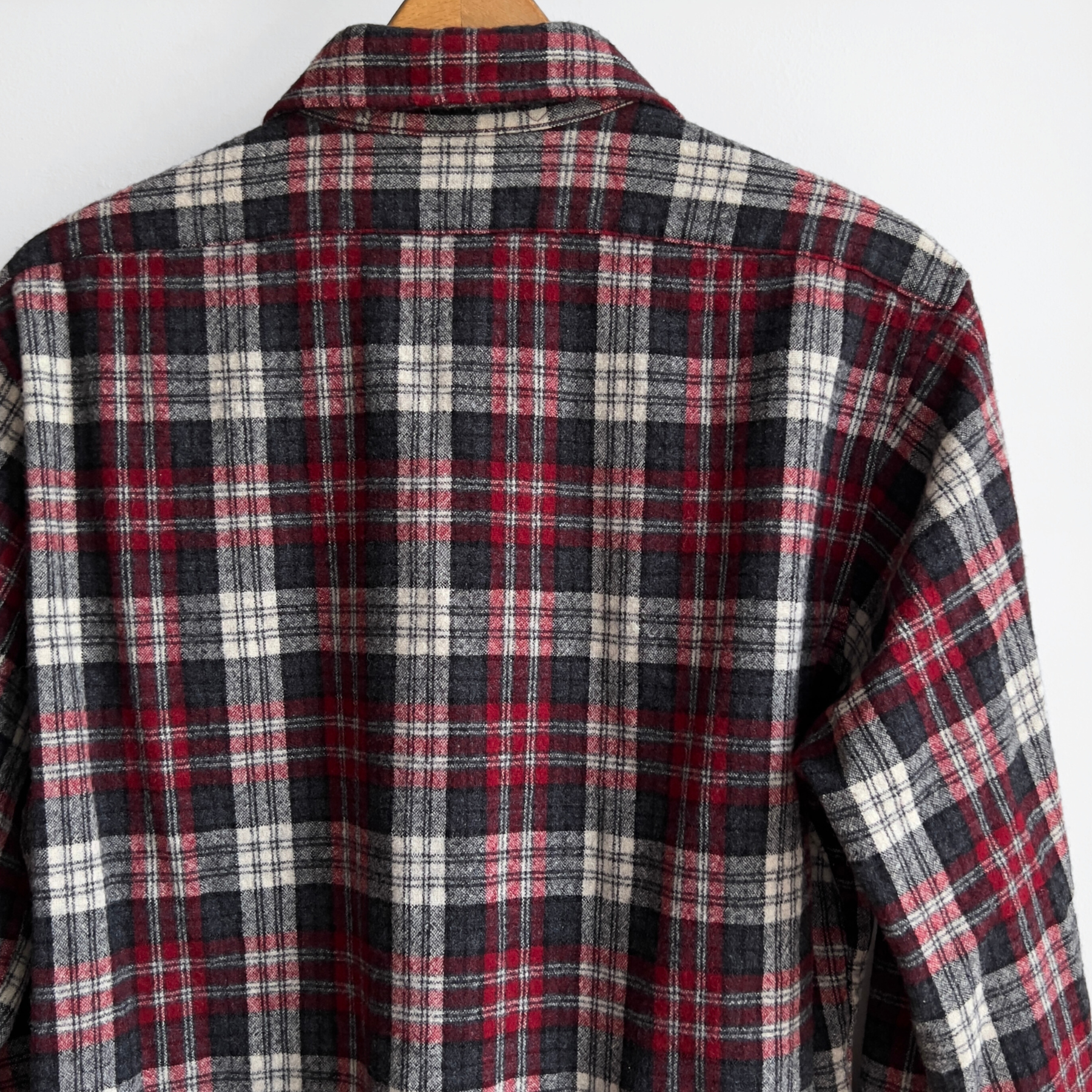 1980s Red & Black Virgin Wool Plaid Flannel Shirt  - Shop ThreadCount Vintage Co.