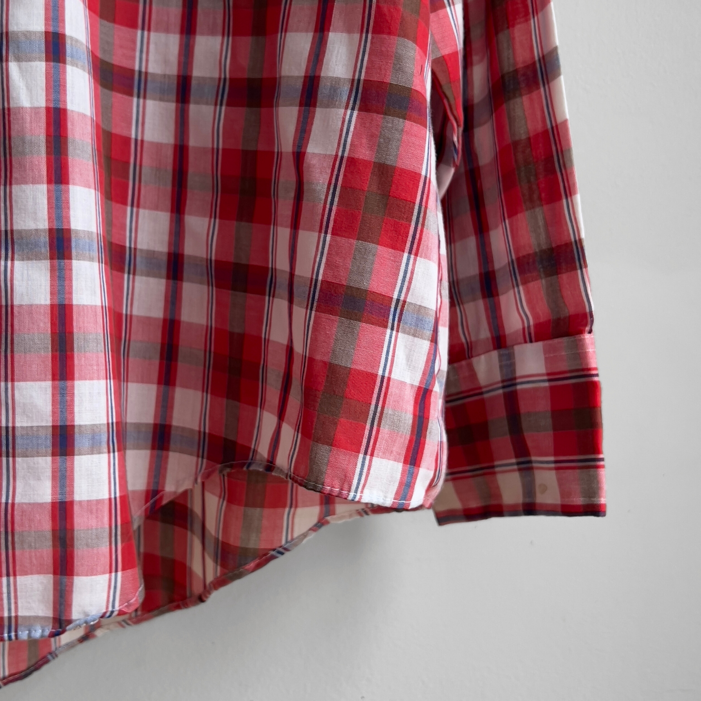 Vintage 1970s Red & White Plaid Permanent Press Shirt