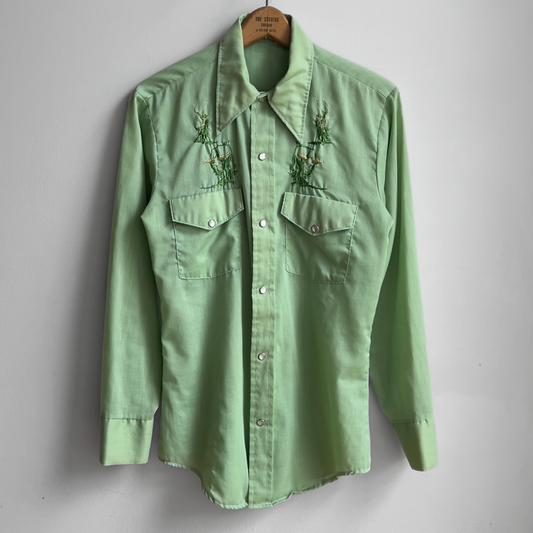 1970s Rodeo Embroidered Western Pearl Snap Shirt  - Shop ThreadCount Vintage Co.