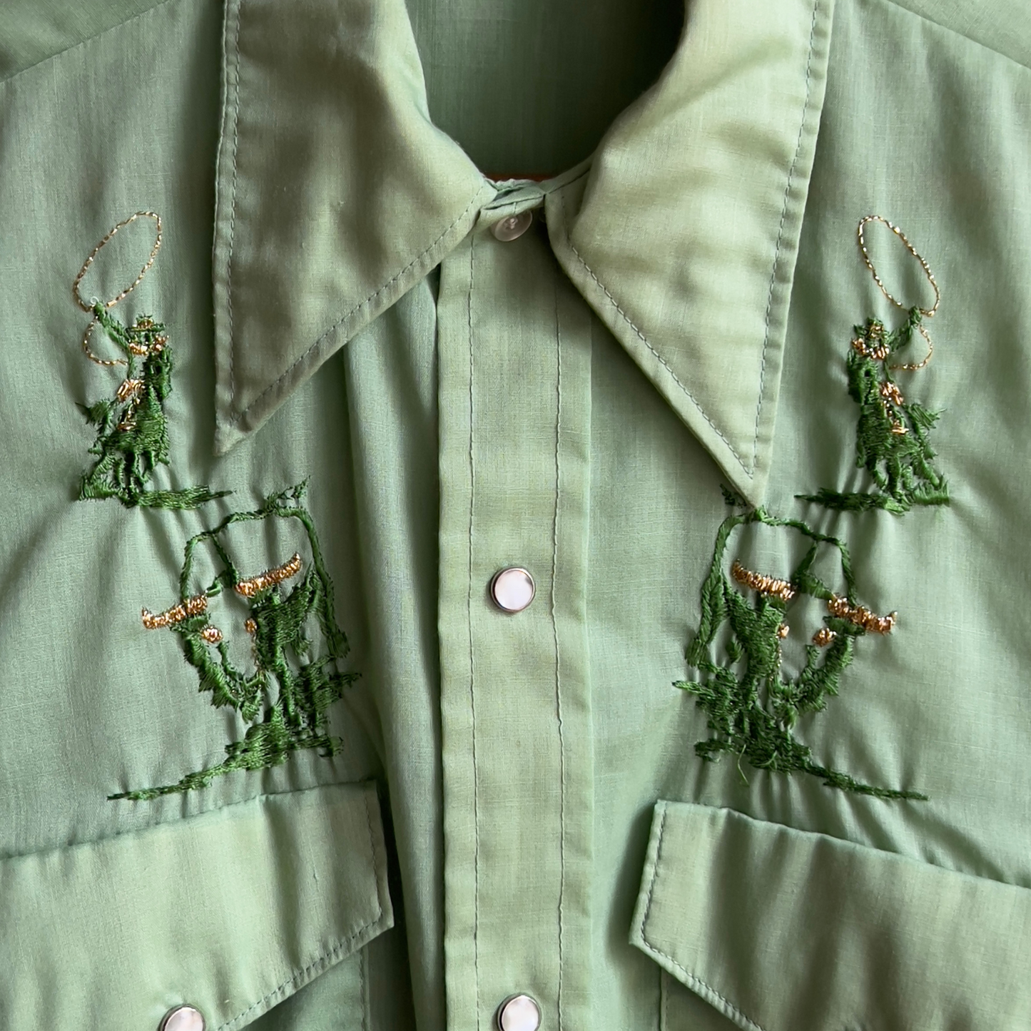 Vintage 1970s Rodeo Embroidered Western Pearl Snap Shirt - Shop ThreadCount Vintage Co.