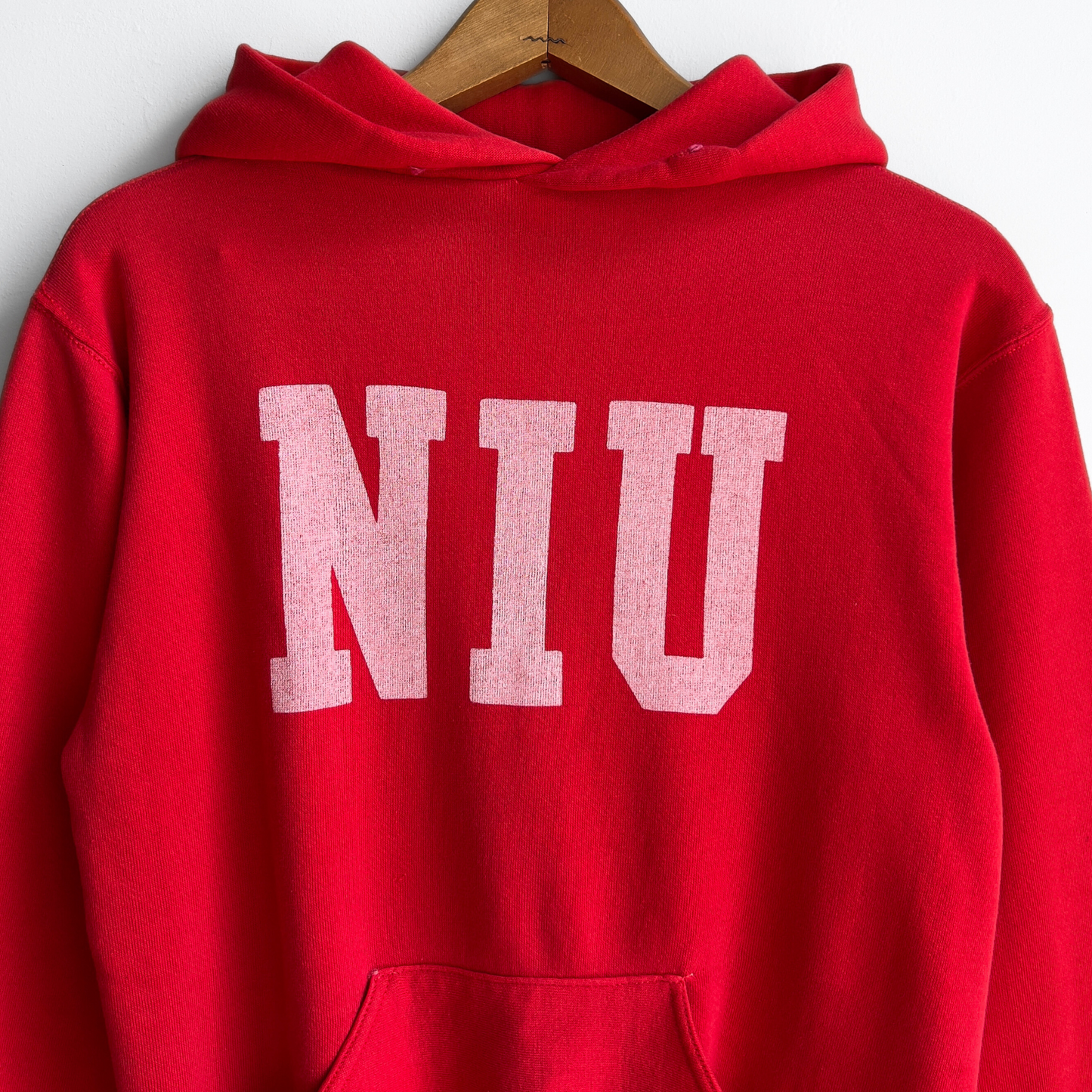 Vintage 1970s Northern Illinois University Red Block Letter Hoodie - Shop ThreadCount Vintage Co.