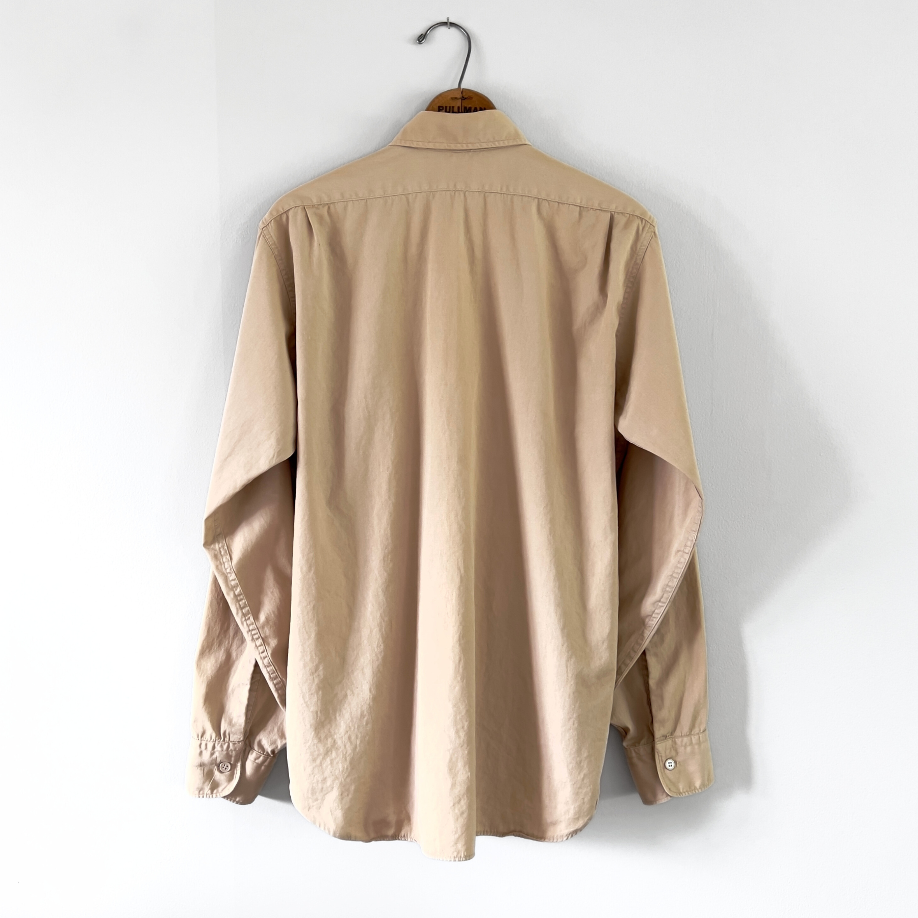 1950s Military Tan Cotton Poplin Dress Shirt  - Shop ThreadCount Vintage Co.
