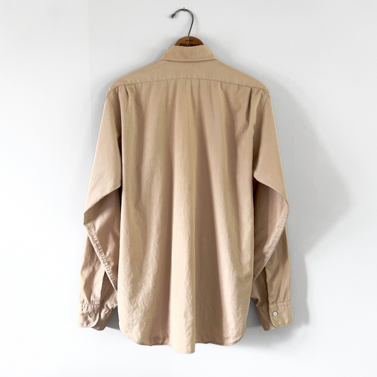 1950s Military Tan Cotton Poplin Dress Shirt  - Shop ThreadCount Vintage Co.