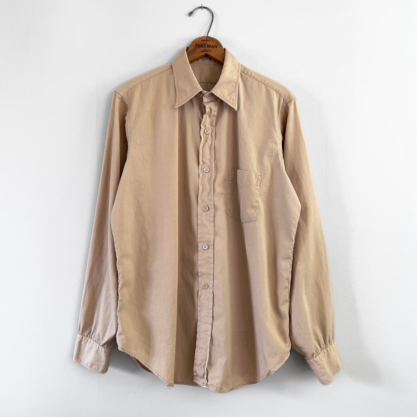 1950s Military Tan Cotton Poplin Dress Shirt - Shop ThreadCount Vintage Co.