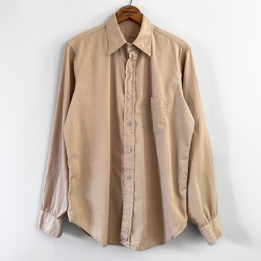 1950s Military Tan Cotton Poplin Dress Shirt  - Shop ThreadCount Vintage Co.
