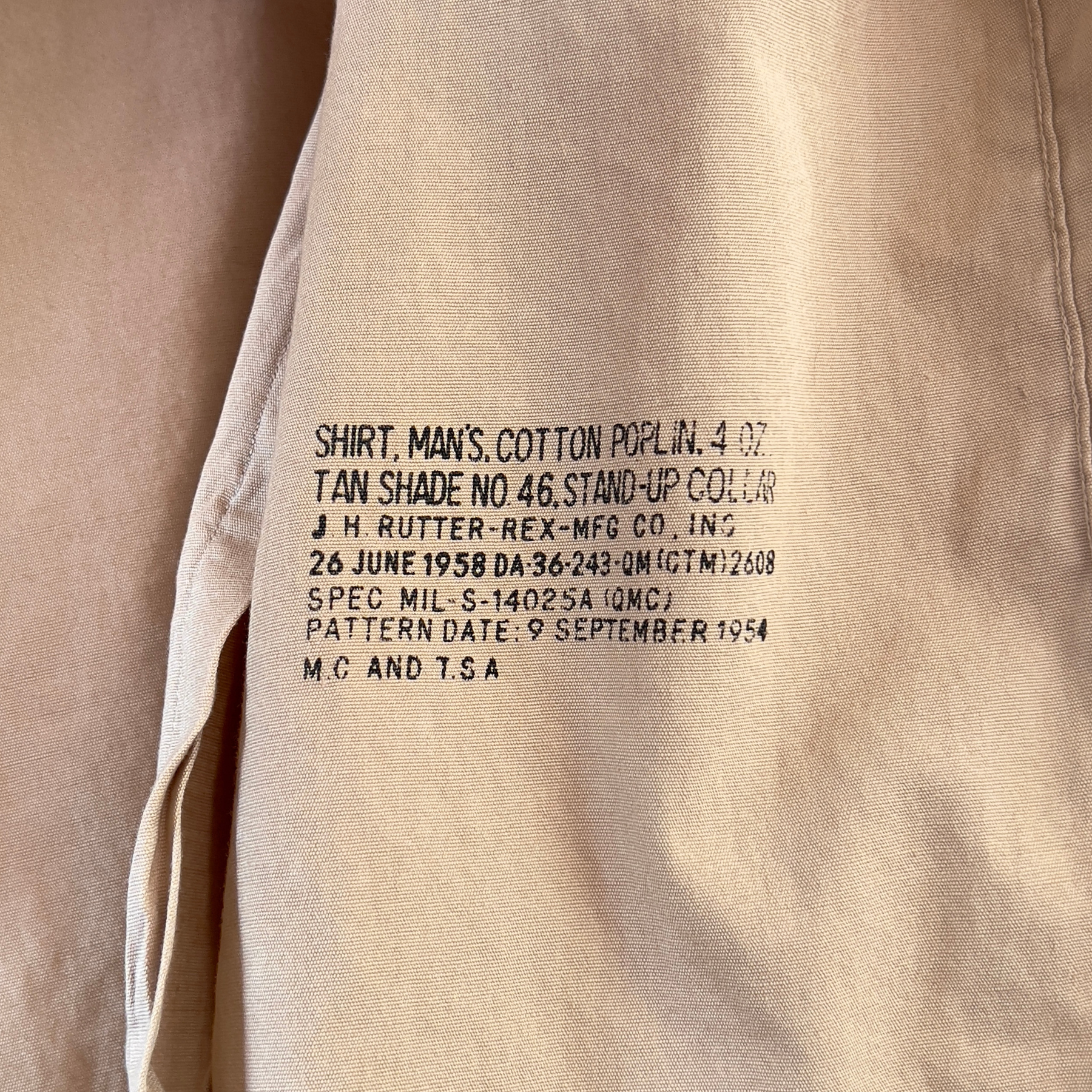 1950s Military Tan Cotton Poplin Dress Shirt  - Shop ThreadCount Vintage Co.