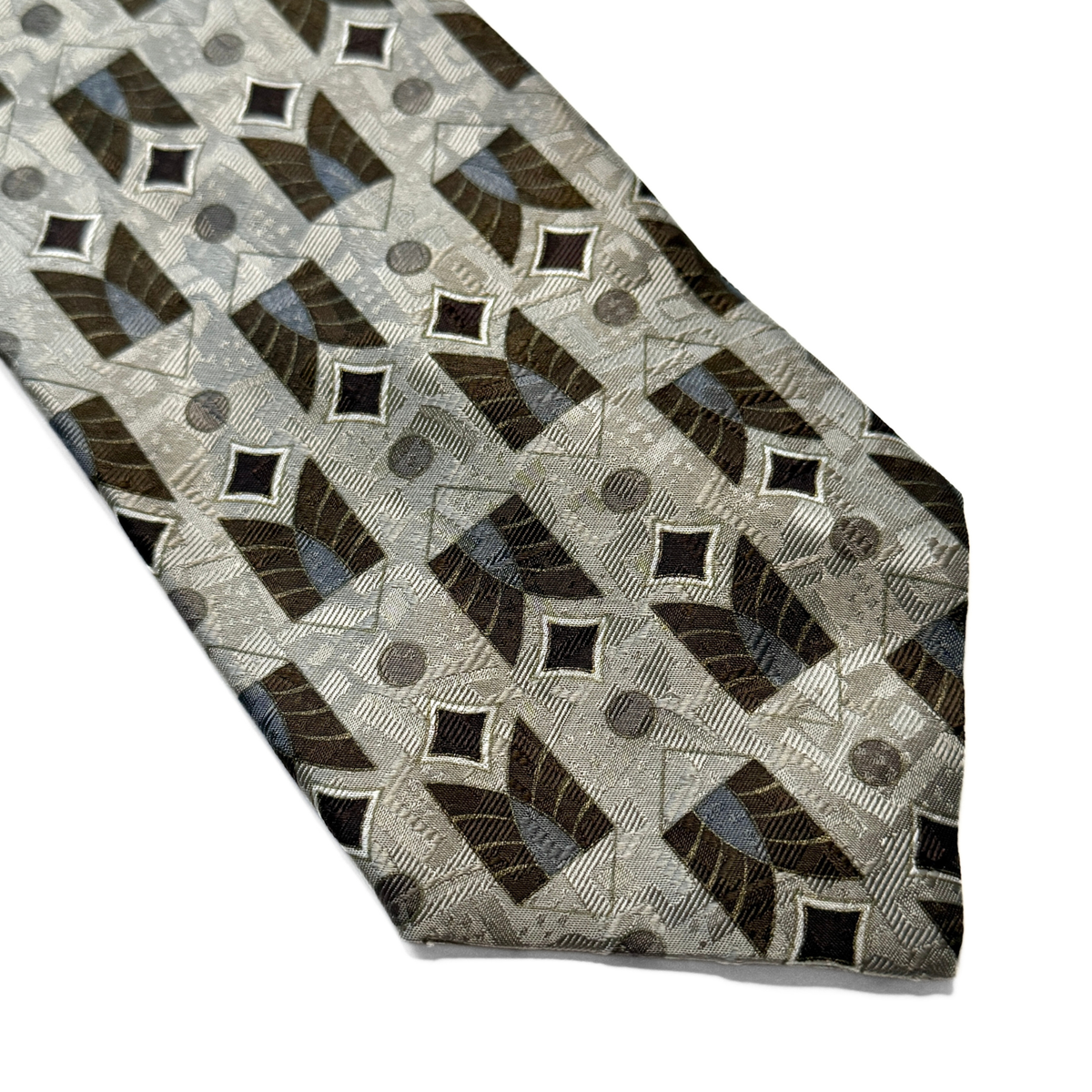 1950s Geometric Print Silk Tie