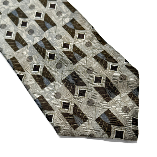 1950s Geometric Print Silk Tie