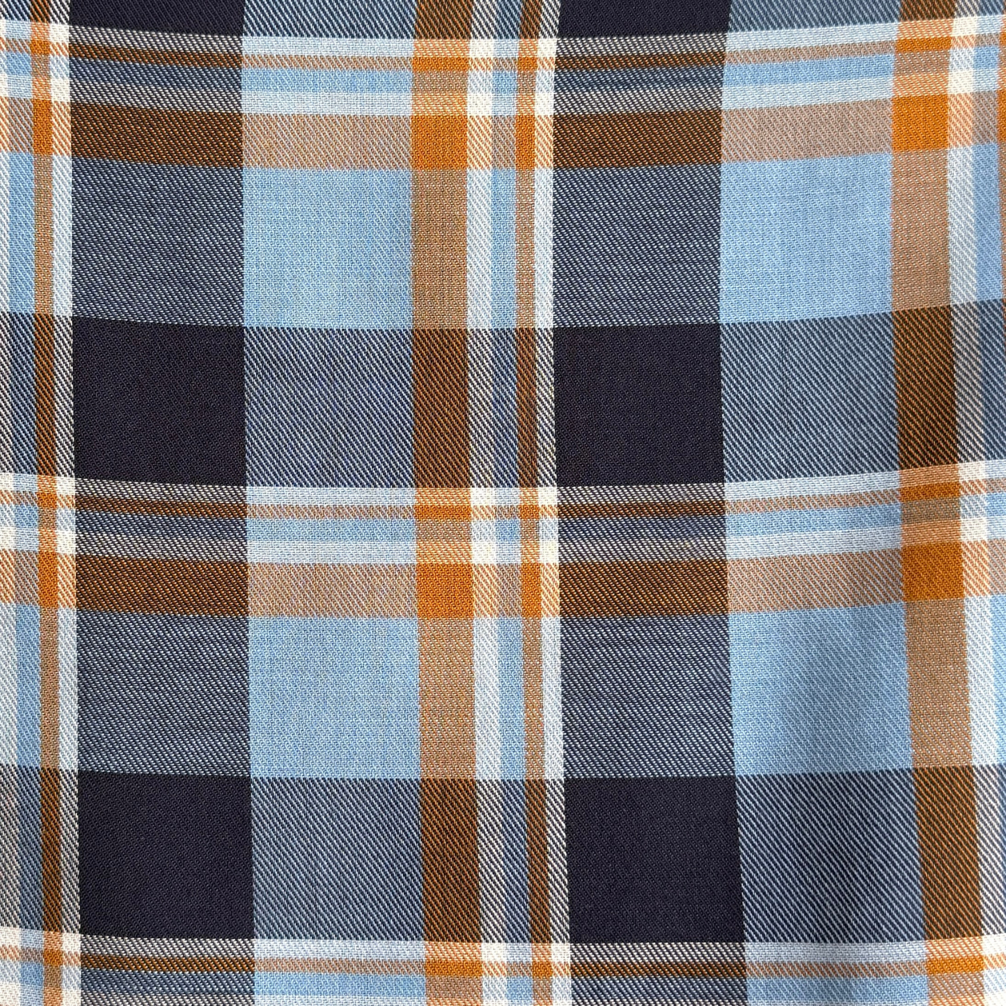 1970s Blue & Orange Plaid Sport Shirt