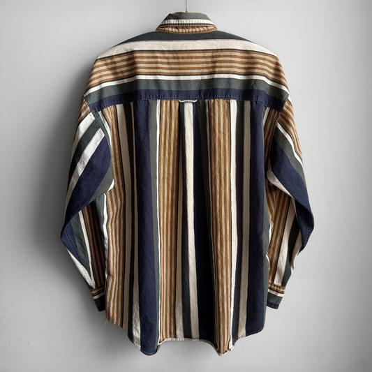 1990s Multi Color Striped Button Down Shirt