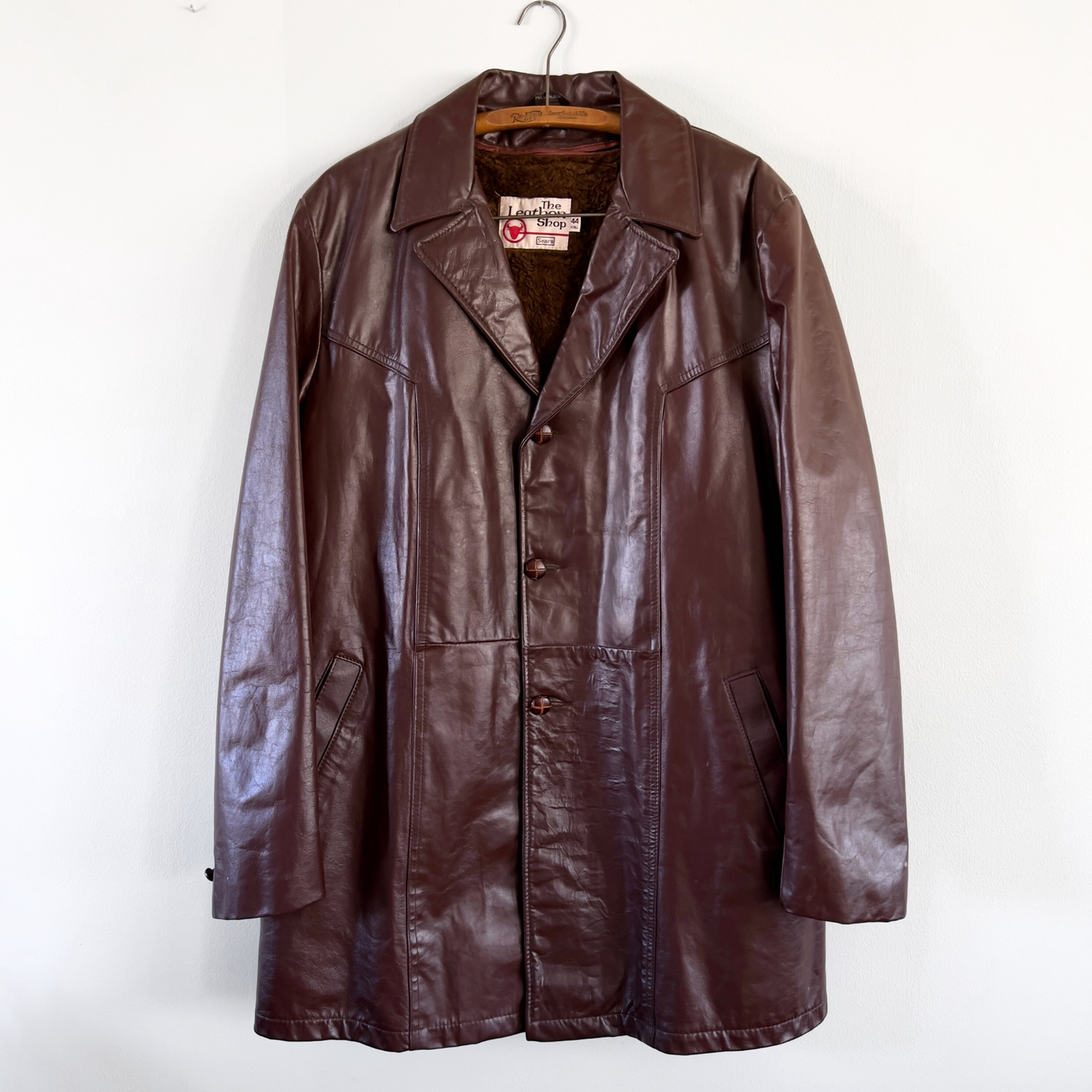 Vintage 1970s Sears Leather Shop Brown Long Leather Coat - Shop ThreadCount Vintage Co.