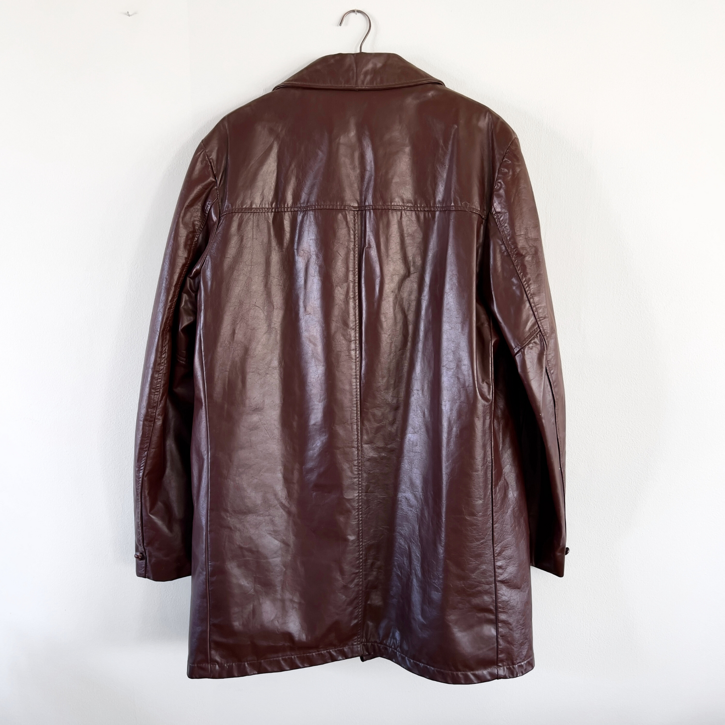 Vintage 1970s Sears Leather Shop Brown Long Leather Coat - Shop ThreadCount Vintage Co.
