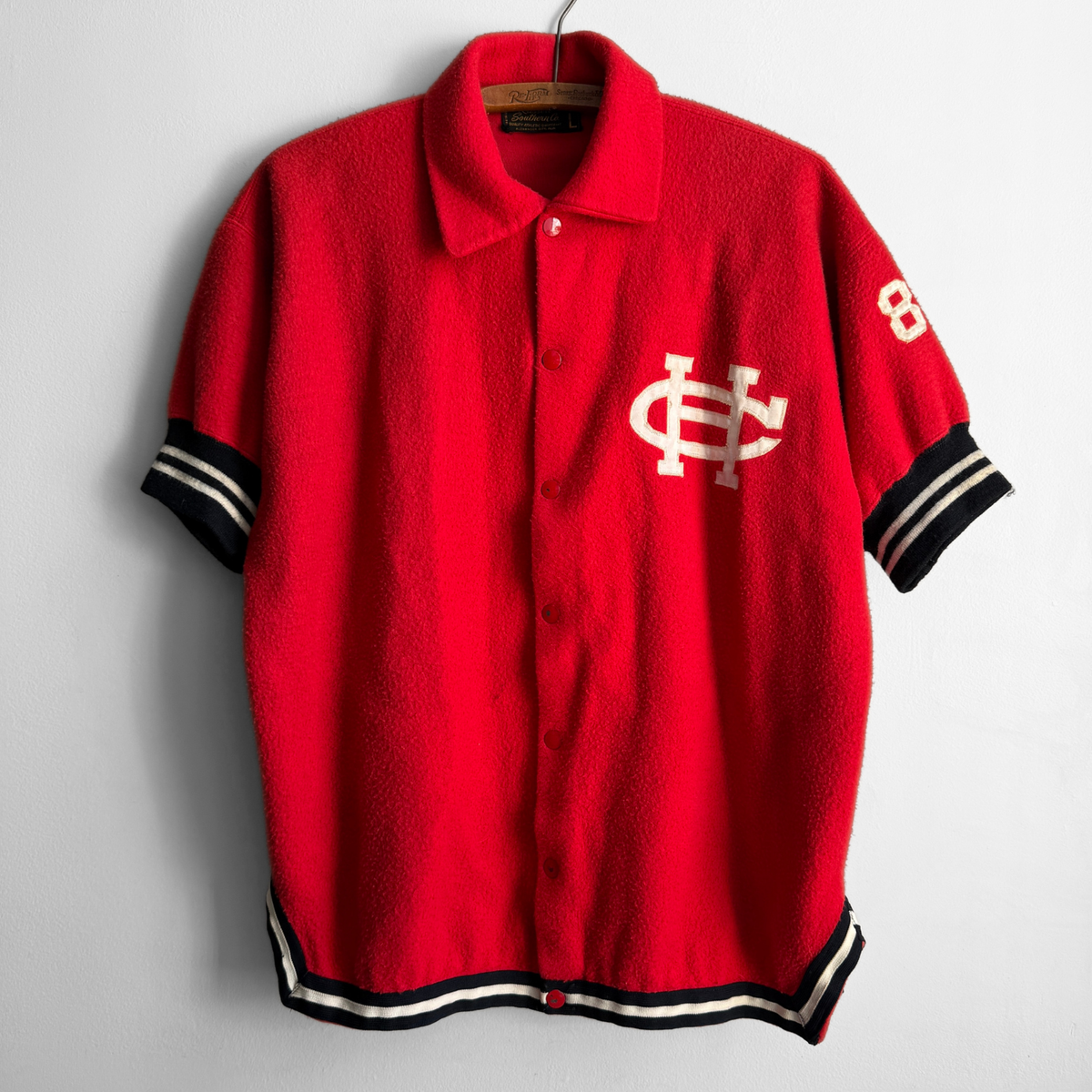 1960s Holy Cross College Red Fleece Warm-Up Jacket