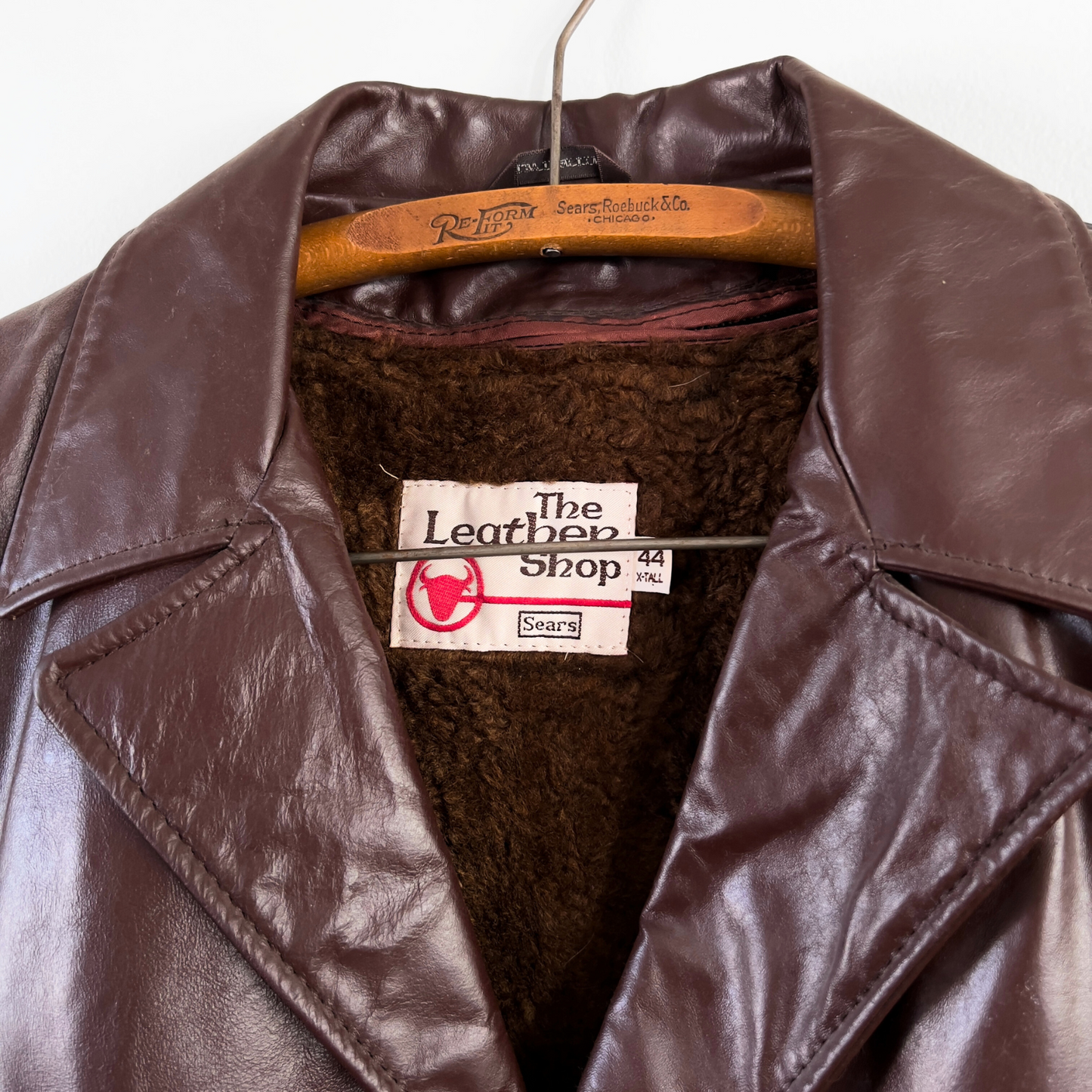 Vintage 1970s Sears Leather Shop Brown Long Leather Coat - Shop ThreadCount Vintage Co.