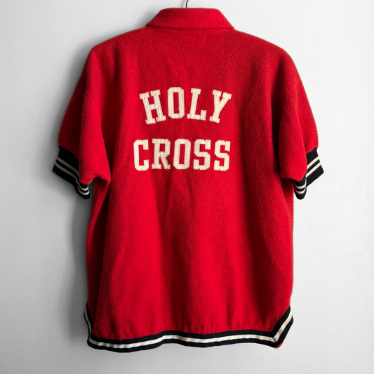 1960s Holy Cross College Red Fleece Warm-Up Jacket