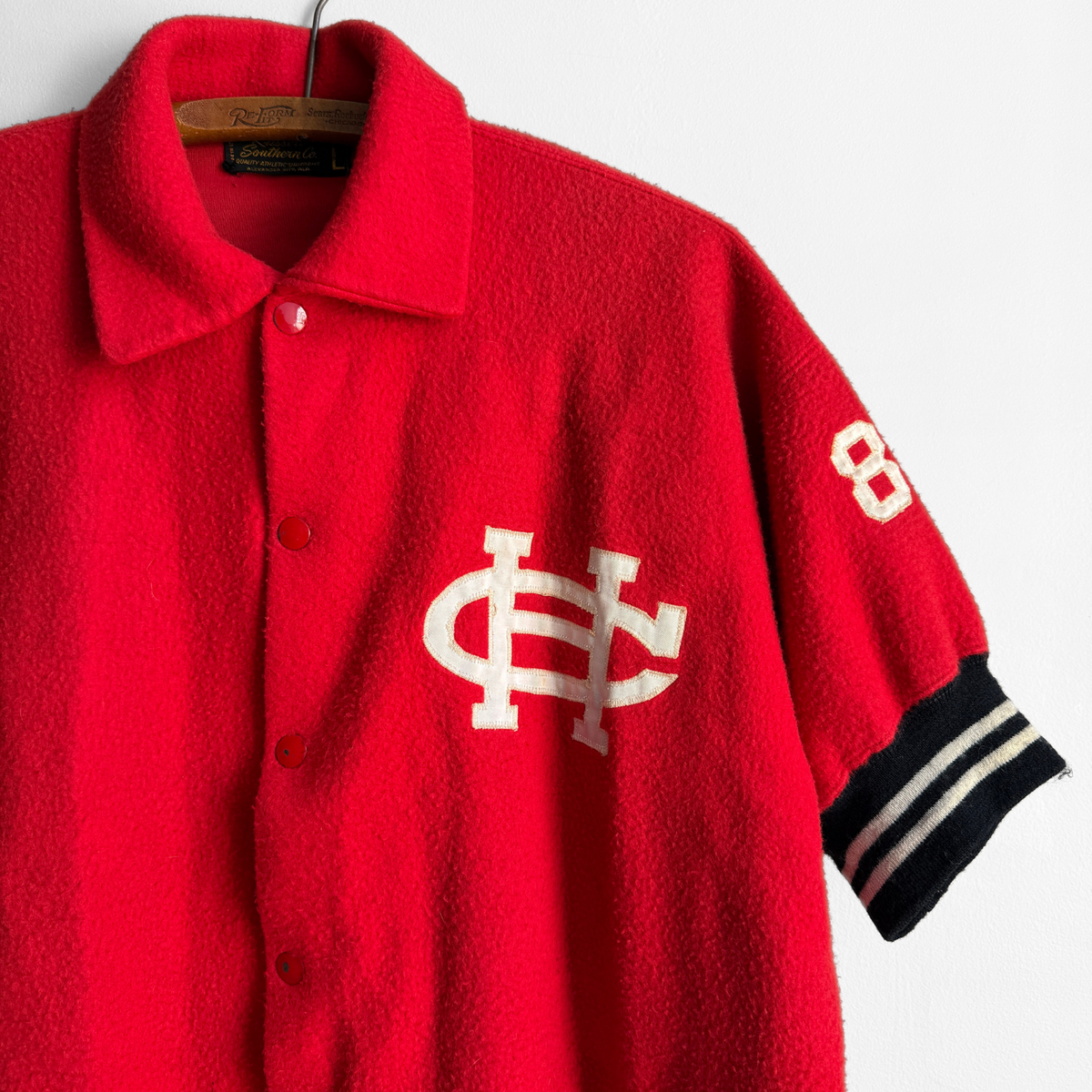 1960s Holy Cross College Red Fleece Warm-Up Jacket