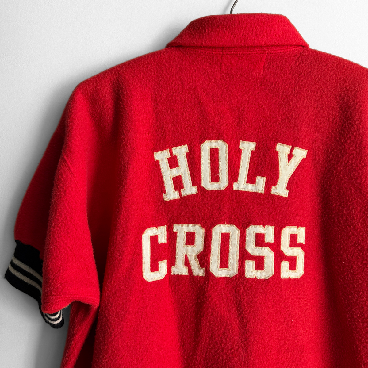 1960s Holy Cross College Red Fleece Warm-Up Jacket