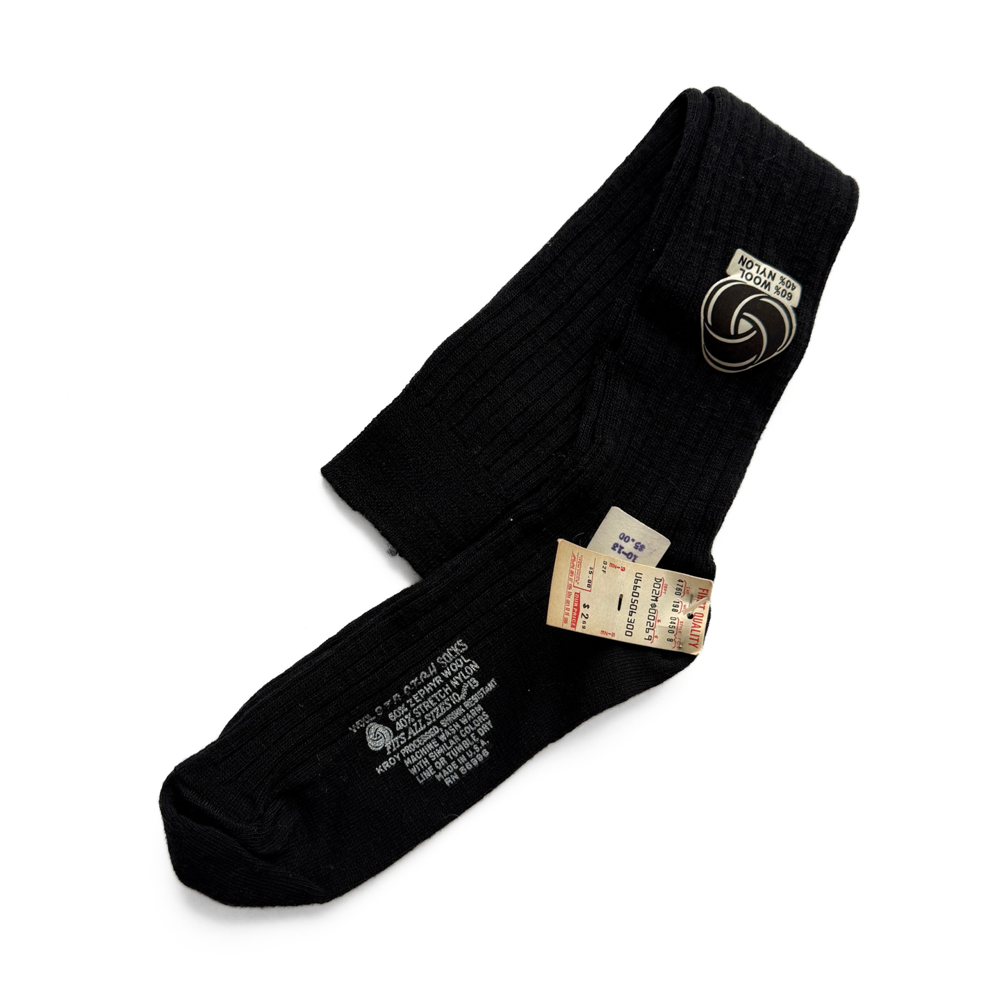1950s Black Nylon Knit Stretch Socks