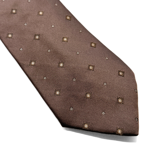 1970s Brown Dot Print Silk Tie