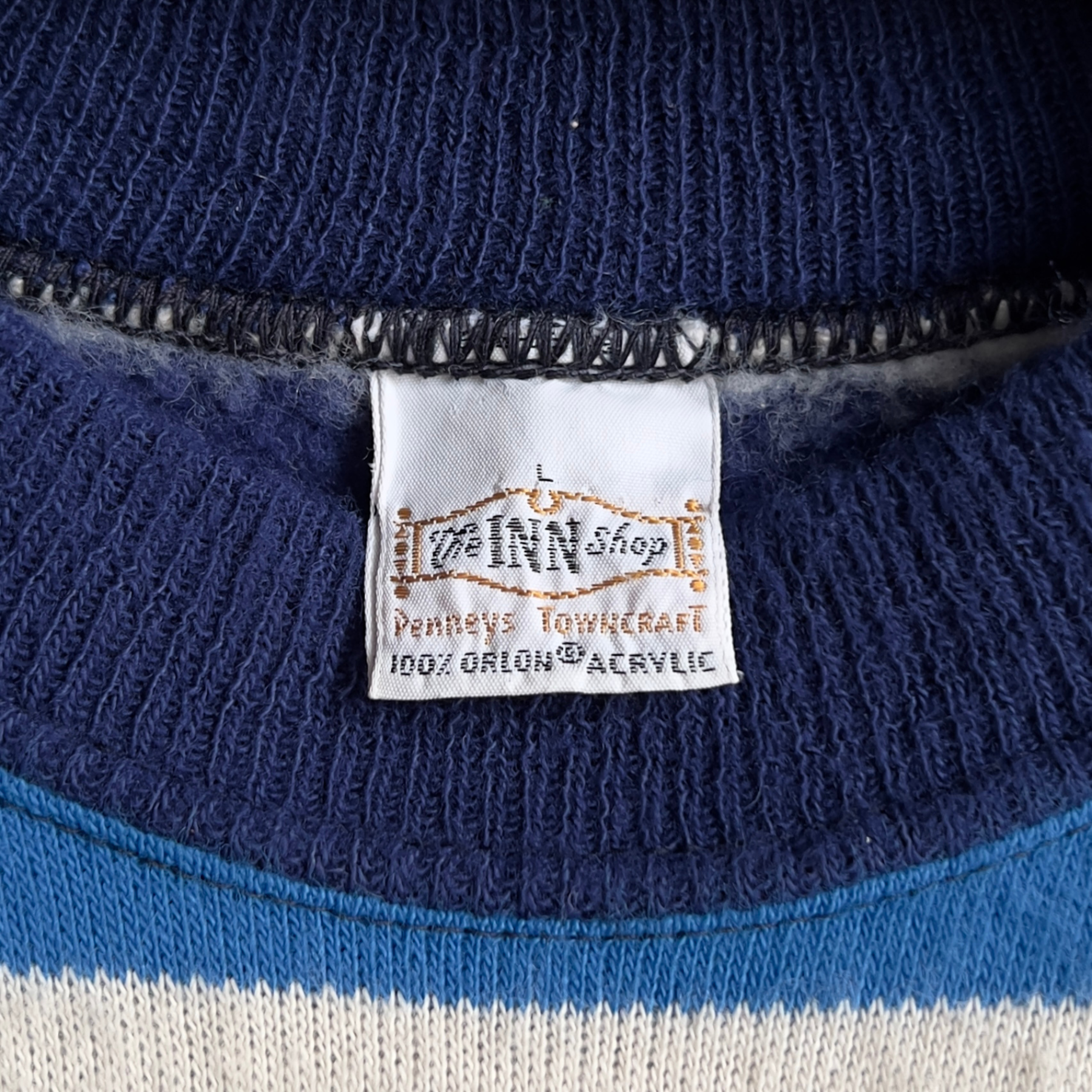 1960s The Inn Shop Blue Striped Acrylic Sweater Tee  - Shop ThreadCount Vintage Co.