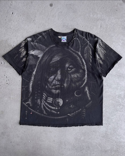 1996 Dream Spirit Chief & Wolf Faded Graphic Tee  - Shop THREADCOUNT Vintage Co.