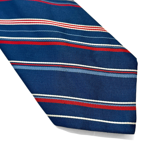 1970s Blue & Red Striped Silk Tie