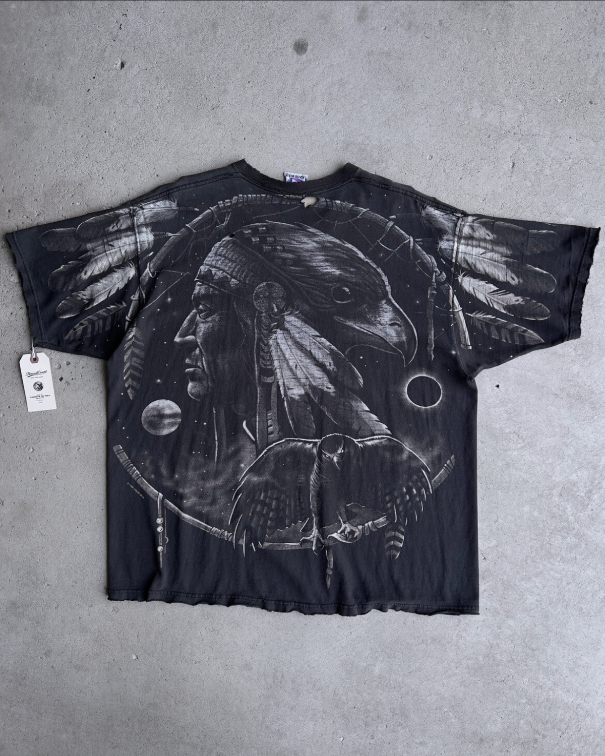 Vintage 1996 Dream Spirit Chief & Wolf Faded AOP Tee - Shop ThreadCount Vintage Co.