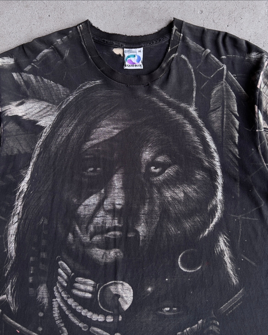 1996 Dream Spirit Chief & Wolf Faded Graphic Tee  - Shop THREADCOUNT Vintage Co.