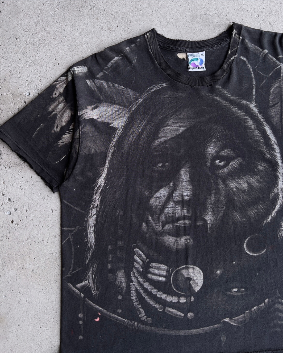 1996 Dream Spirit Chief & Wolf Faded Graphic Tee  - Shop THREADCOUNT Vintage Co.