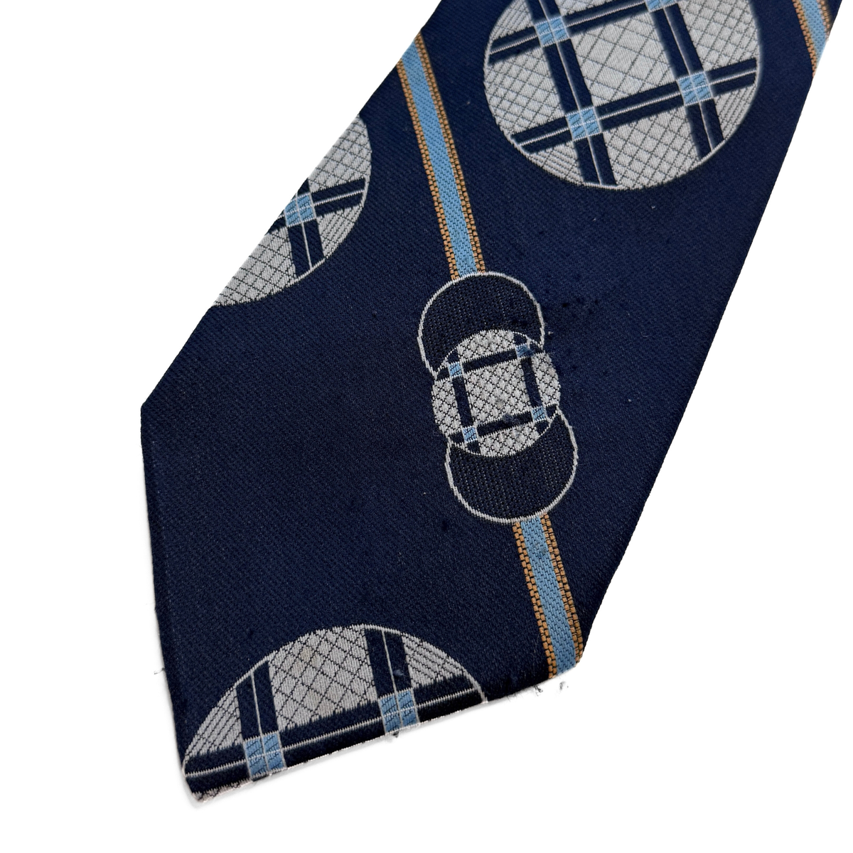 1960s Blue Geometric Print Tie