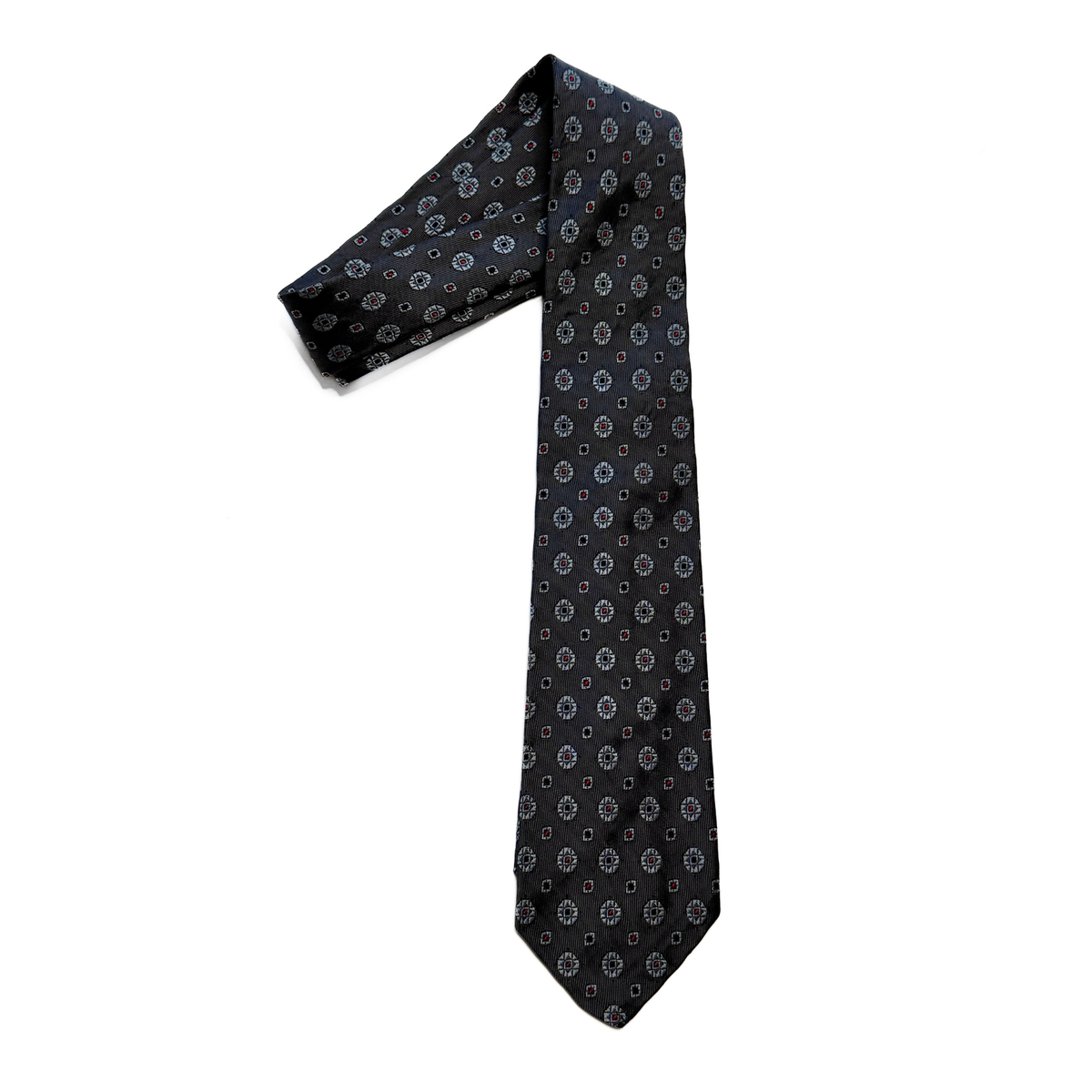 1960s Dark Grey Geometric Tie