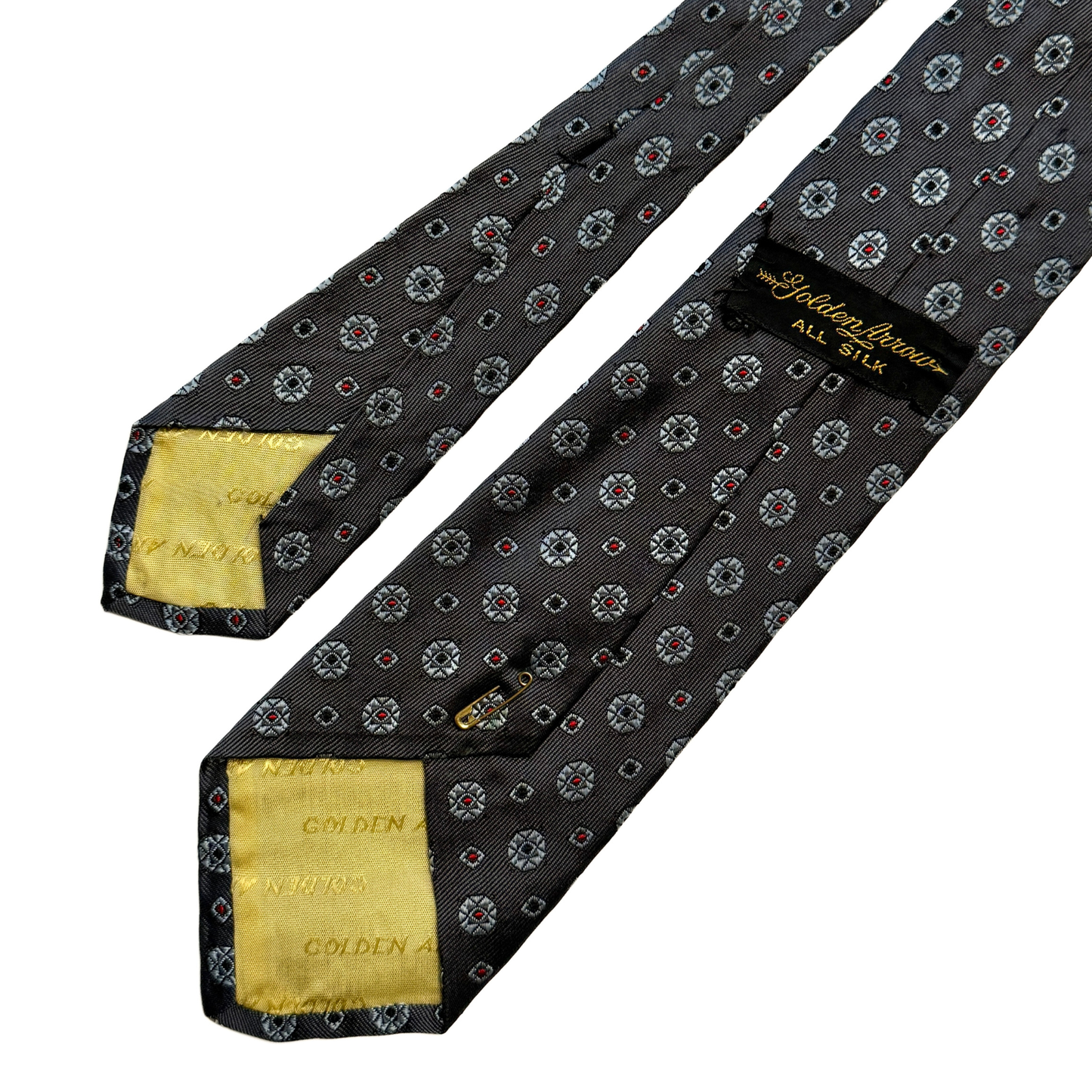 1960s Dark Grey Geometric Tie