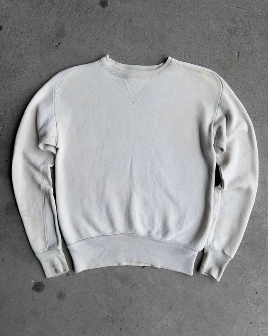 1950s White Freedom Sleeve Single-V Sweatshirt  - Shop ThreadCount Vintage Co.