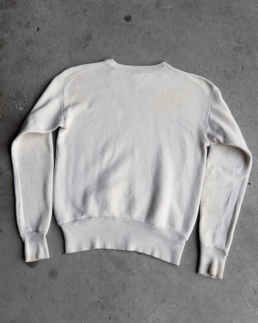 1950s White Freedom Sleeve Single-V Sweatshirt  - Shop ThreadCount Vintage Co.
