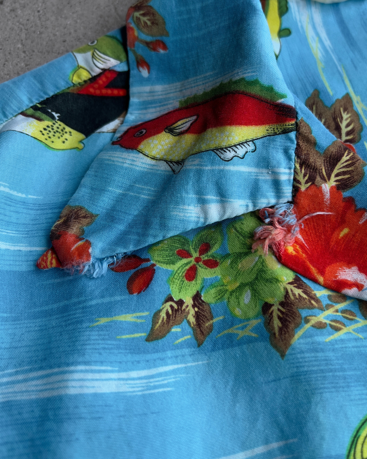 1970s Floral Fish Print Rayon Hawaiian Shirt  - Shop ThreadCount Vintage Co.