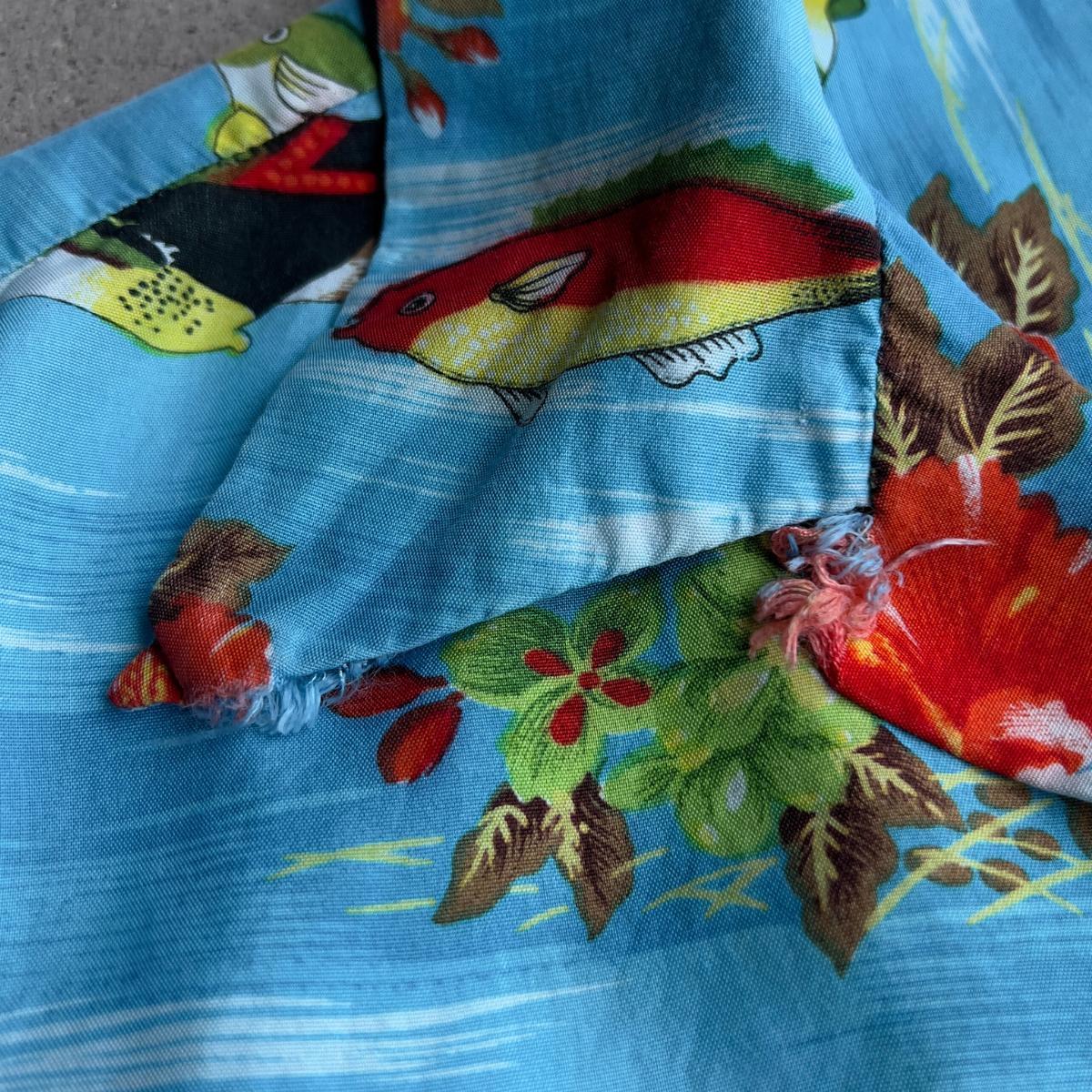 1970s Floral Fish Print Rayon Hawaiian Shirt - Shop ThreadCount Vintage Co.