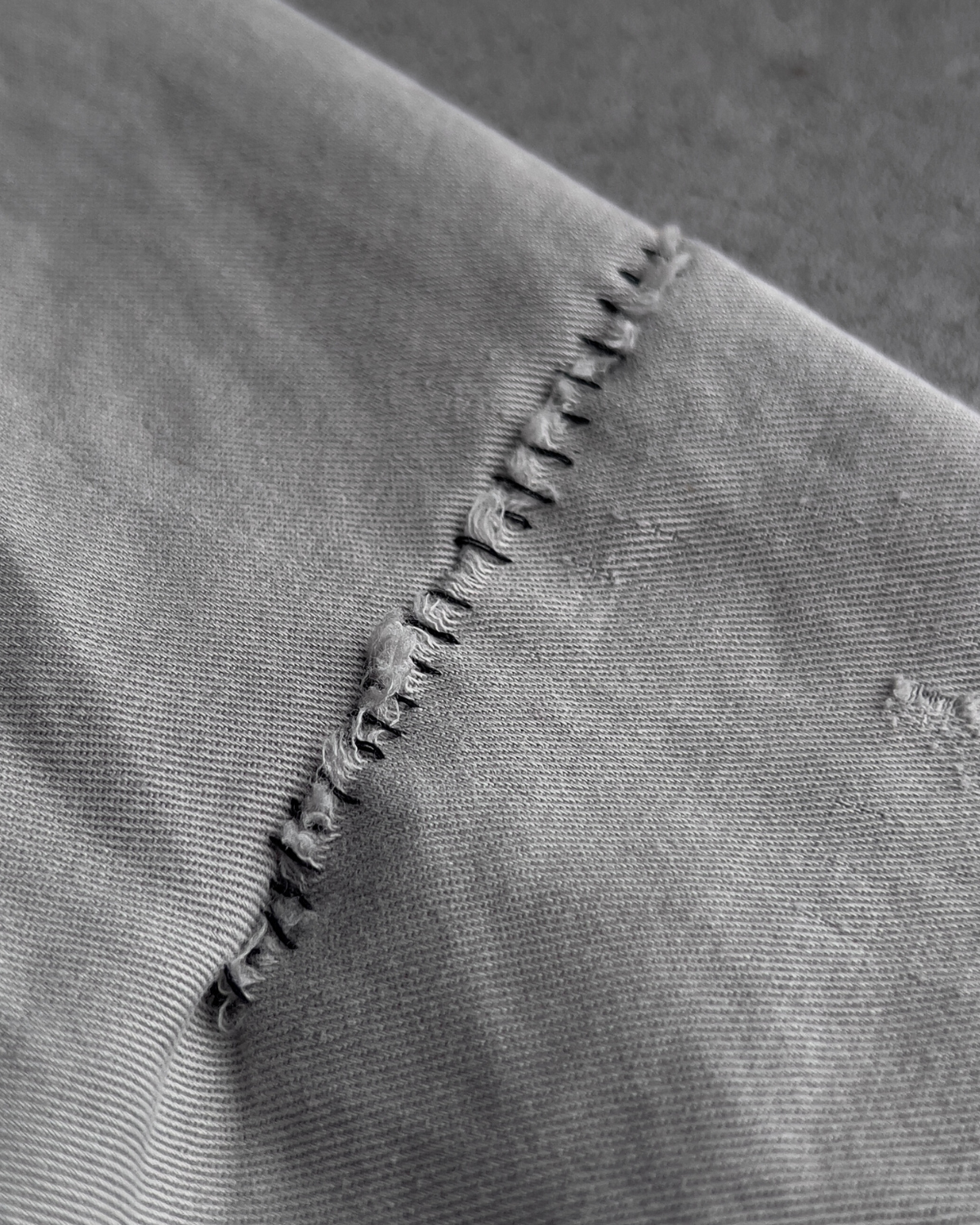 1950s Grey Cotton Twill Repaired Work Shirt  - Shop ThreadCount Vintage Co.