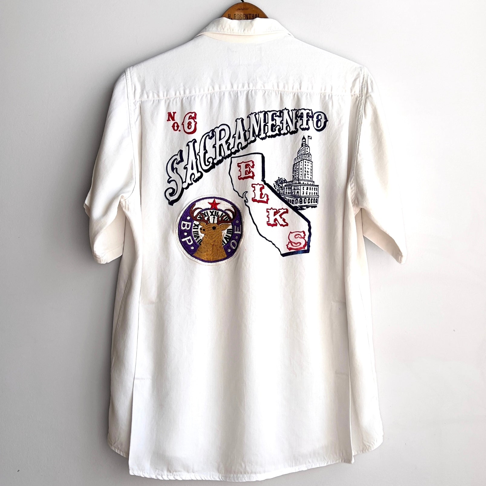 1960s Sacramento Elks Chain Stitch Rayon Bowling Shirt  - Shop ThreadCount Vintage Co.