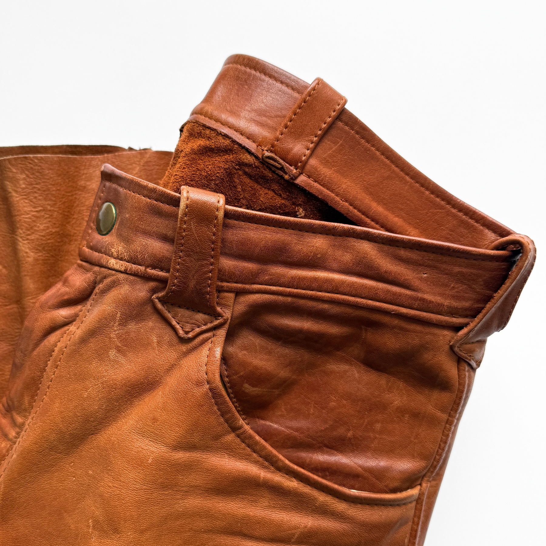1960s Brown Genuine Leather Handmade Western Pants  - Shop THREADCOUNT Vintage Co.
