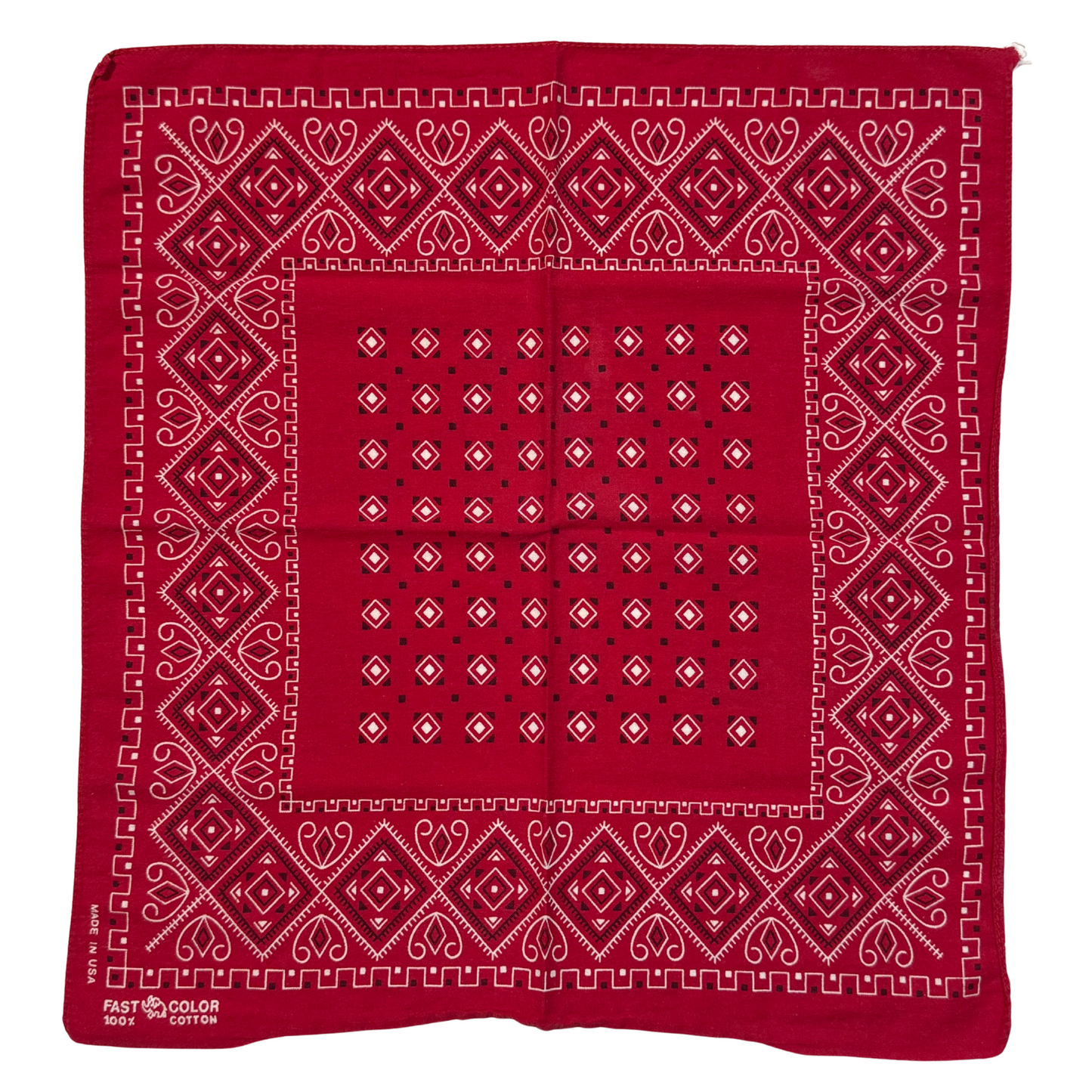 1960s Red Paisley Print Cotton Bandana