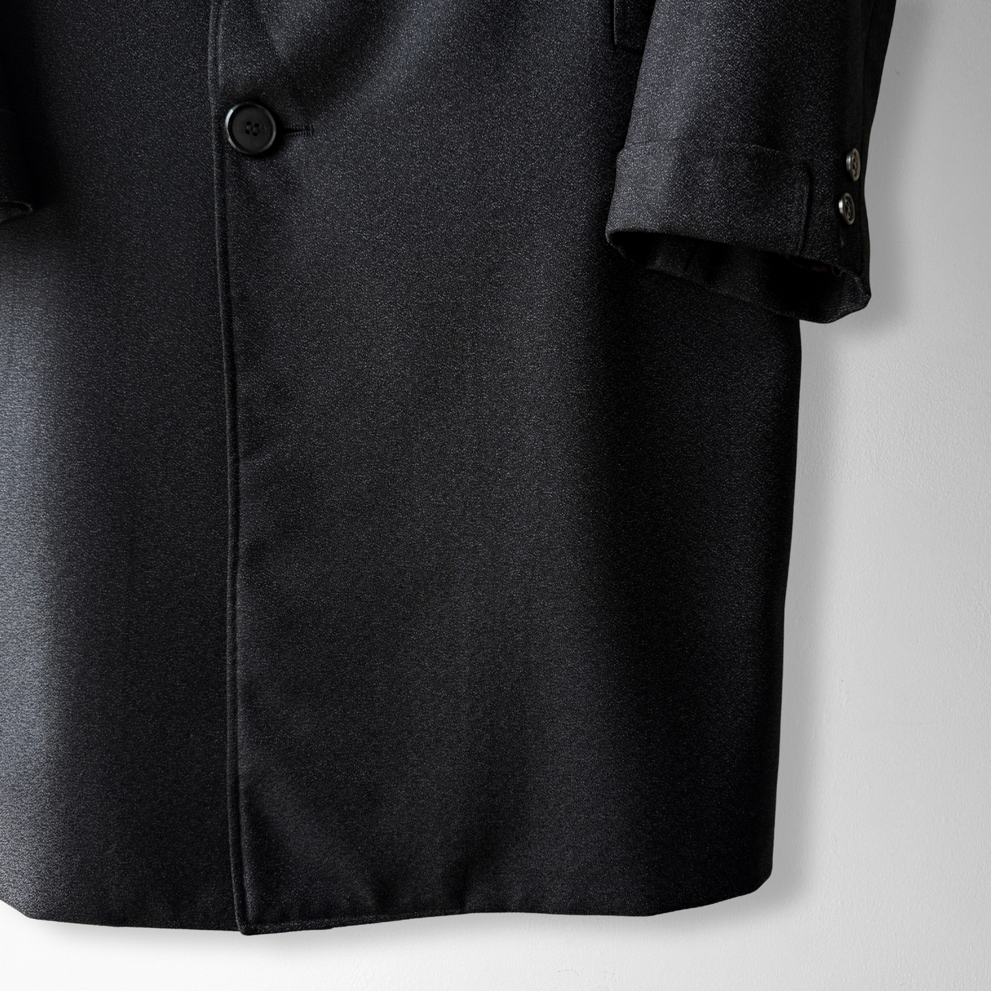 1960s Black Salt & Pepper Chesterfield Overcoat