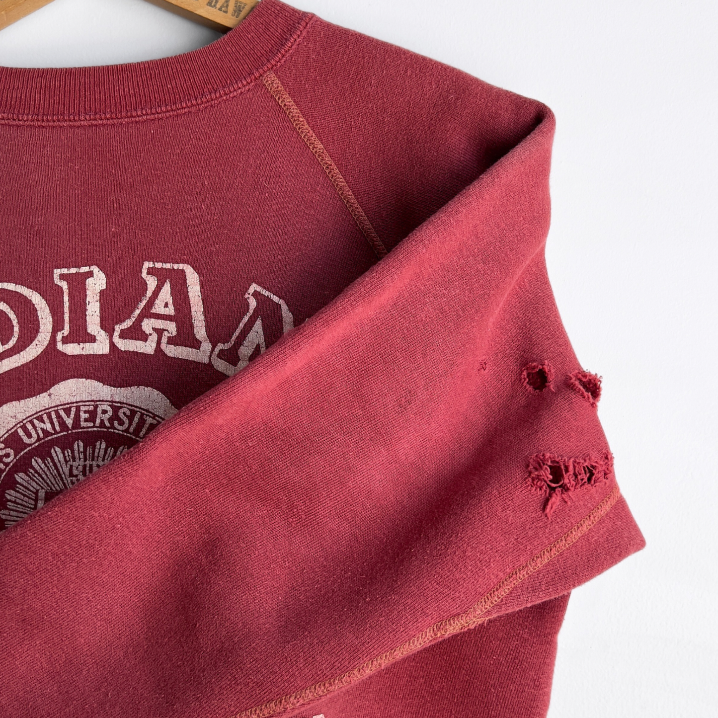 1960s Indiana University Faded Red Cotton Raglan Sweatshirt - Shop ThreadCount Vintage Co.