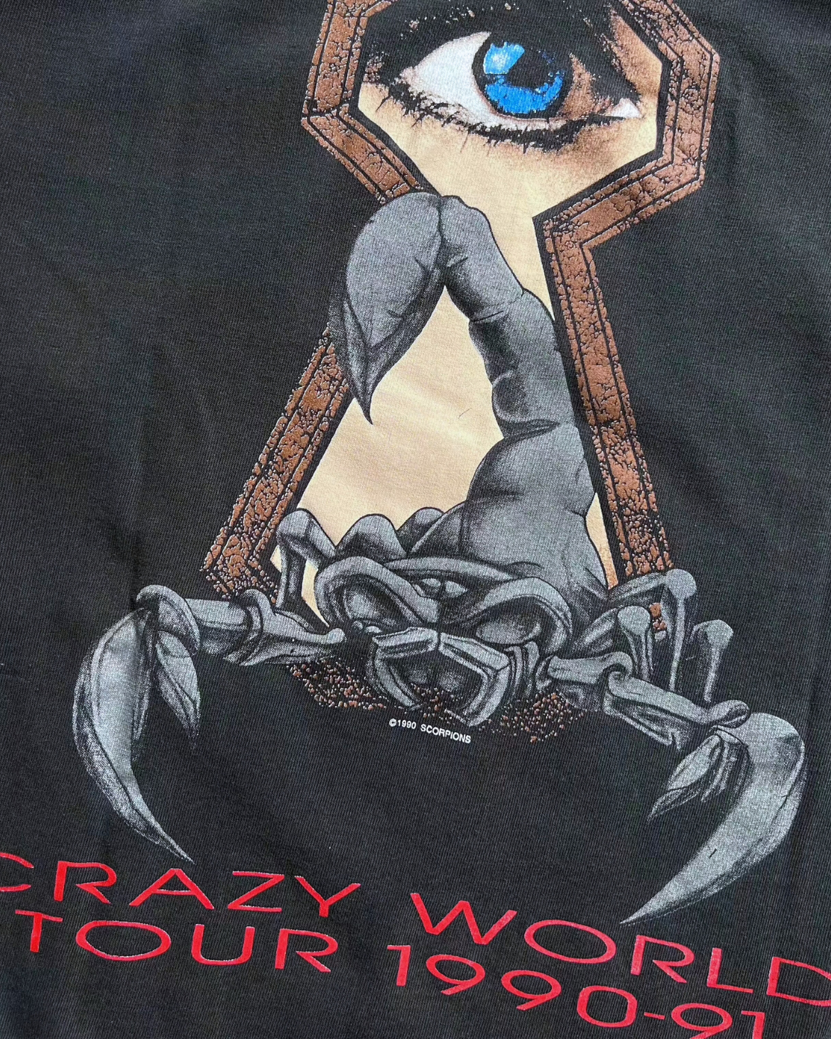 1990 Scorpions Crazy World Tour Faded Long Sleeve Tee  - Shop ThreadCount Vintage Co.