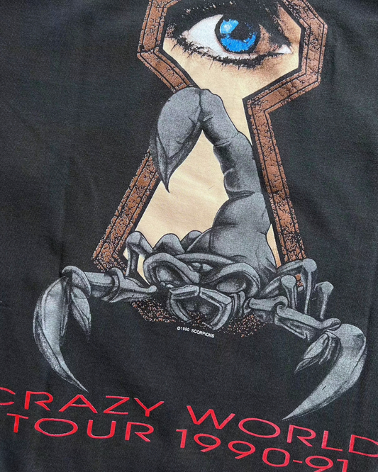 1990 Scorpions Crazy World Tour Faded Long Sleeve Tee  - Shop ThreadCount Vintage Co.