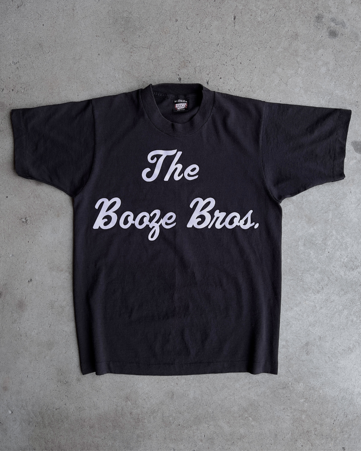 1990s The Booze Bros Felt Letters Faded Tee  - Shop THREADCOUNT Vintage Co.
